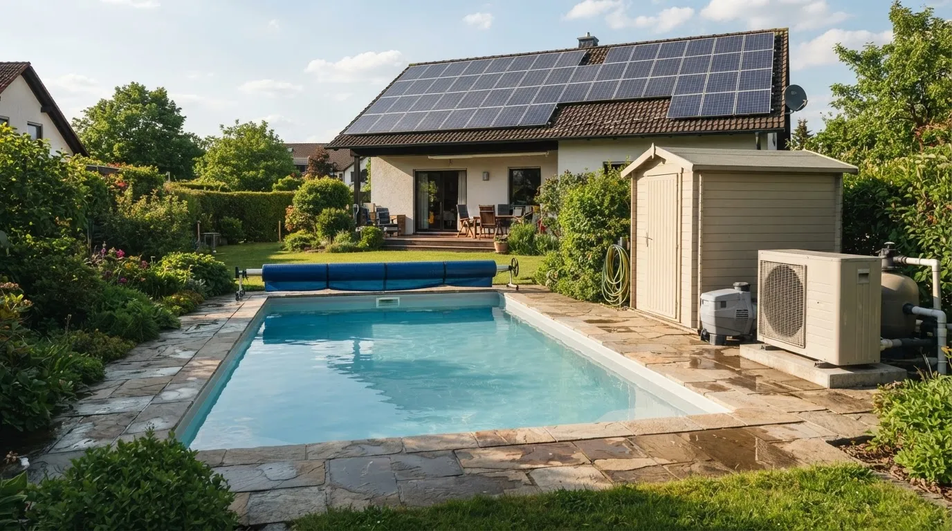 Pool mit PV-Überschuss heizen: Was Poolpumpe, Wärmepumpe und Solarabsorber wirklich brauchen
